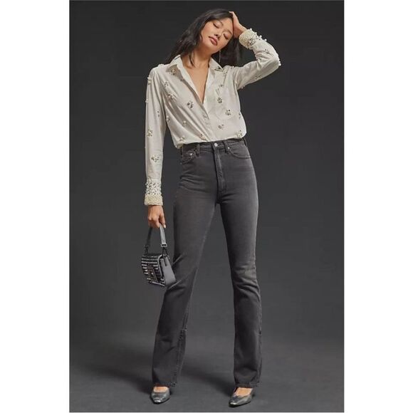 MOTHER SNACKS! NWT High Waist Wedge Slit Heel Jeans in Mouthwatering Size 29 - Picture 7 of 12